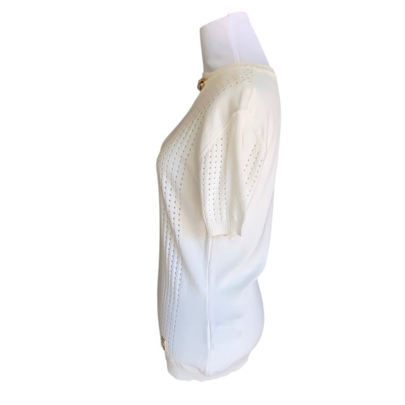 🆕 Chanel Style Ivory Knit Top with Gold Chain Detail 🆕 - Picture 7 of 10
